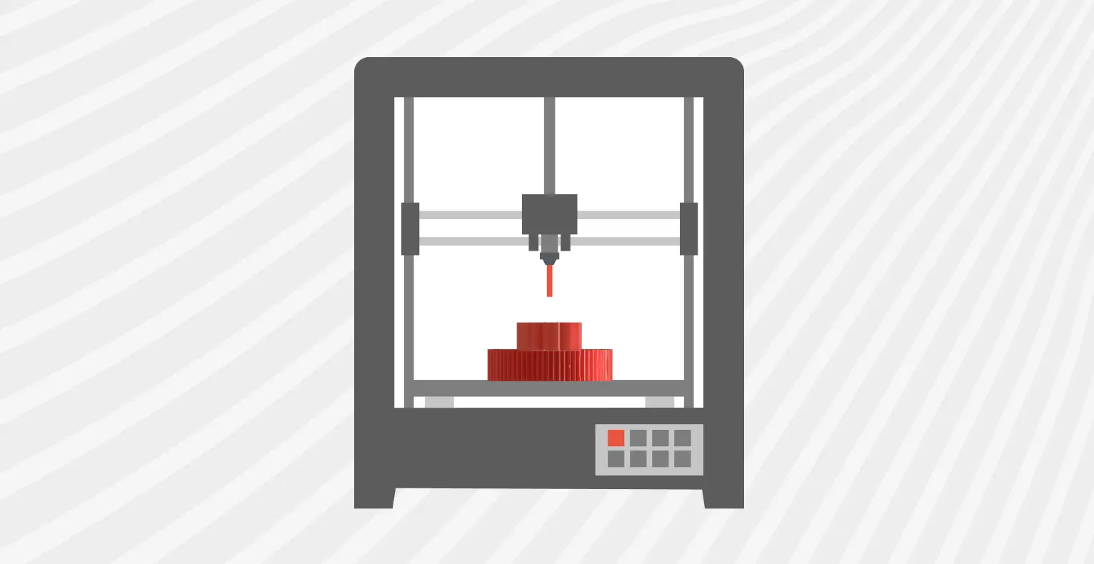 3D printer creating a red object.