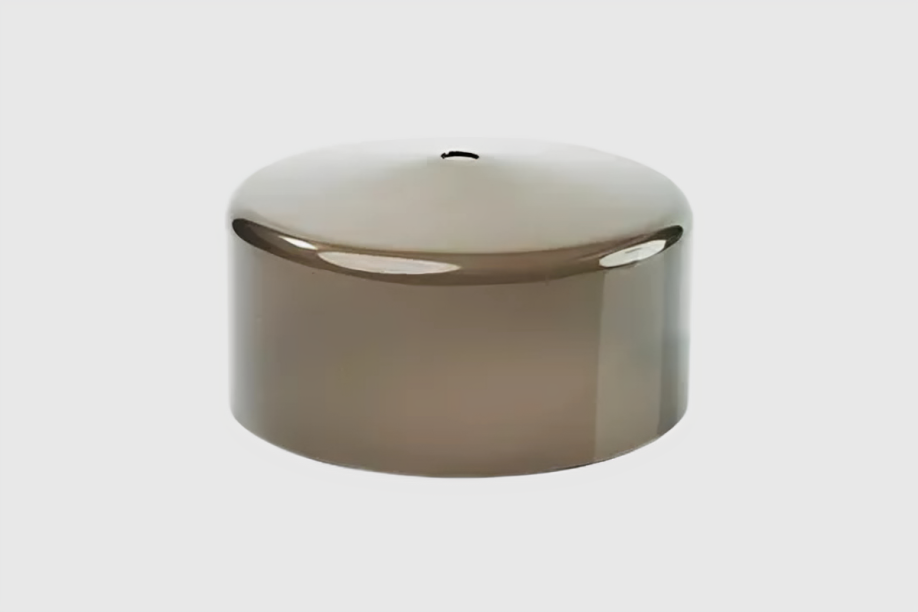 Brown glossy round ottoman