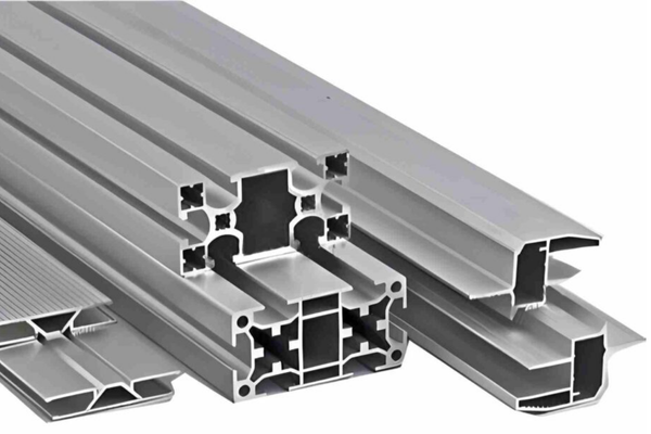 Aluminum extrusion profiles with various cross sections.