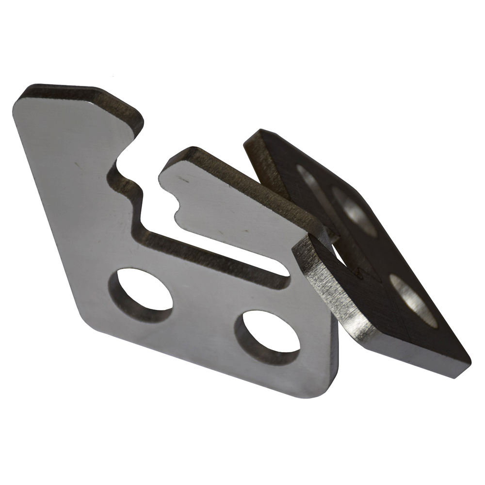 Close-up of a metal bracket with holes.