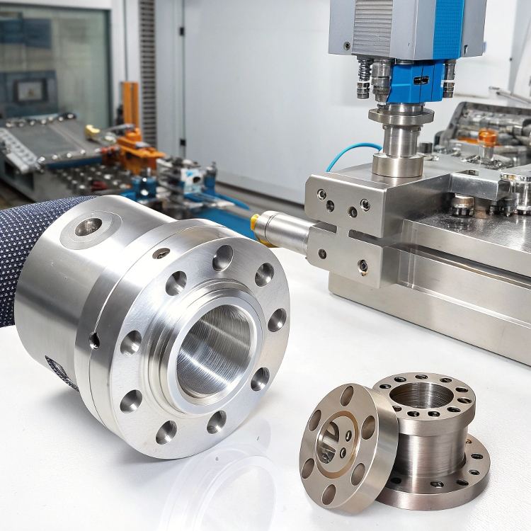 Precision machinery parts in modern manufacturing facility.