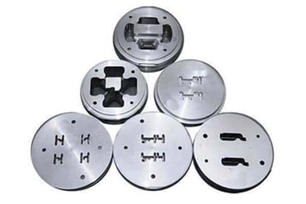 Six metal extrusion dies for manufacturing process