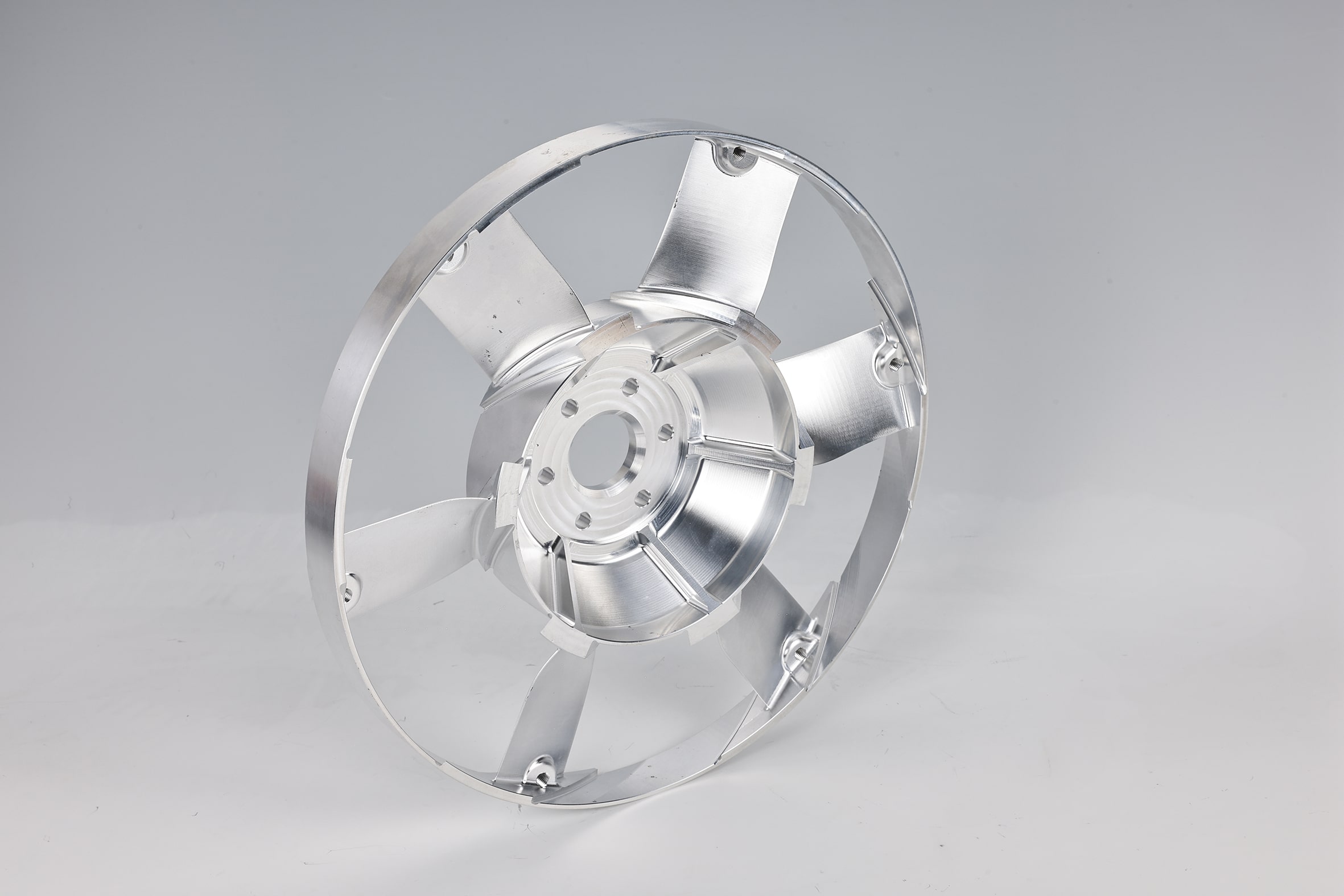 Aluminum impeller on white background