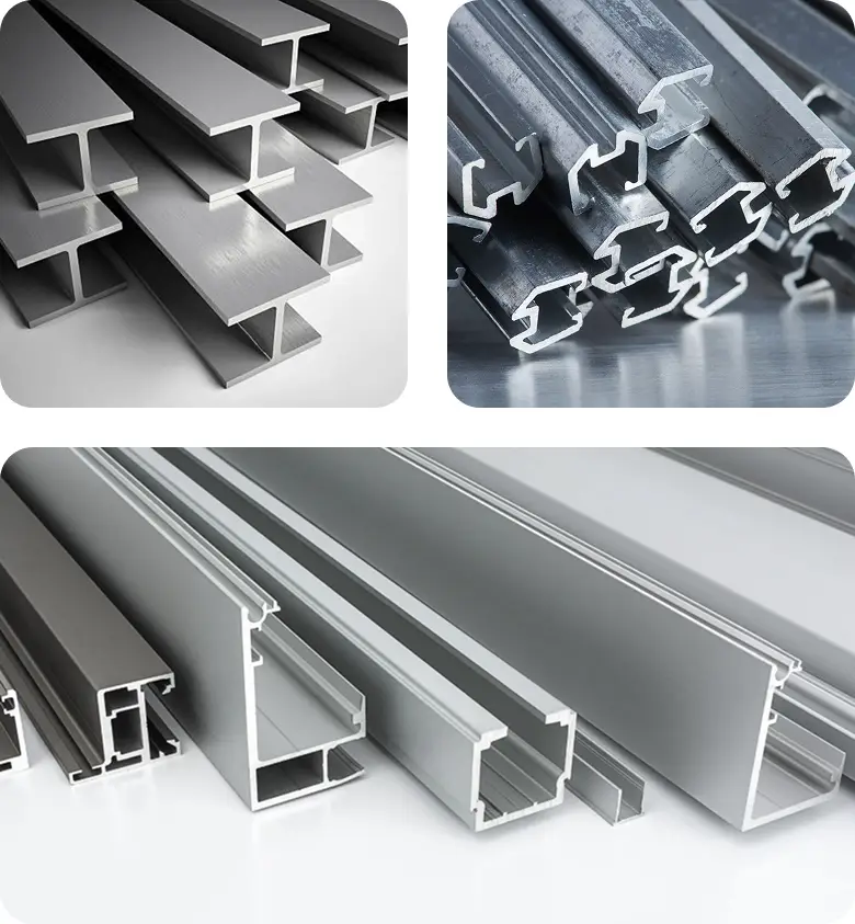 Various aluminum profiles for construction and design