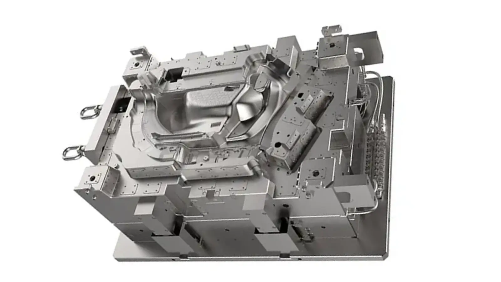 Detailed view of a metal industrial mold.