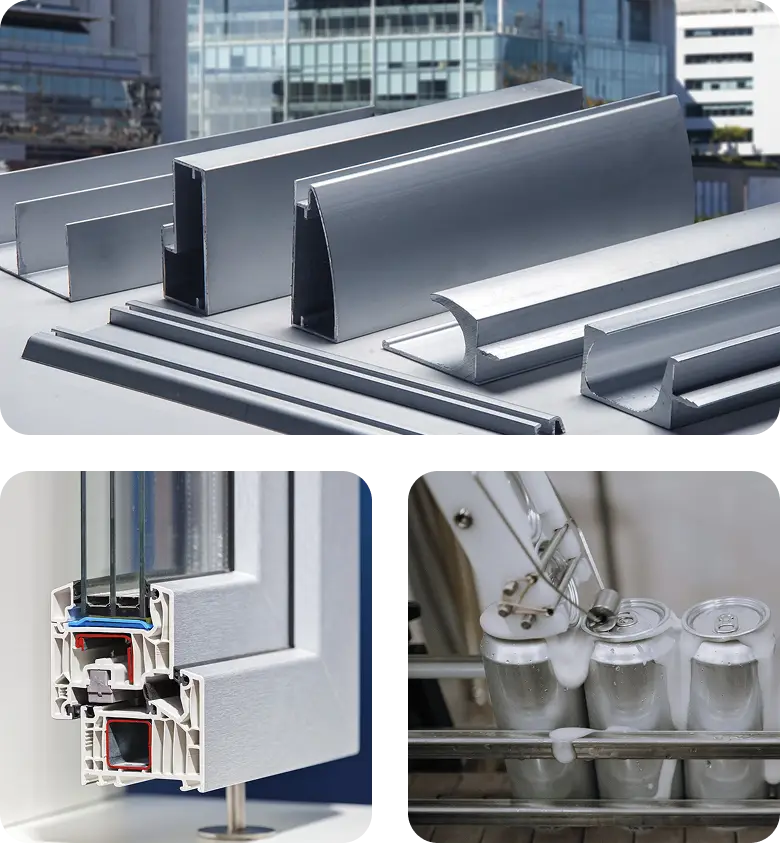 Aluminum profiles, window frame, and beverage cans production.