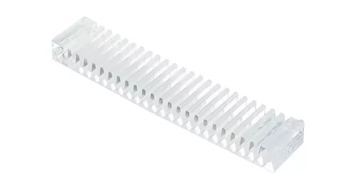 Transparent serrated comb for industrial uses