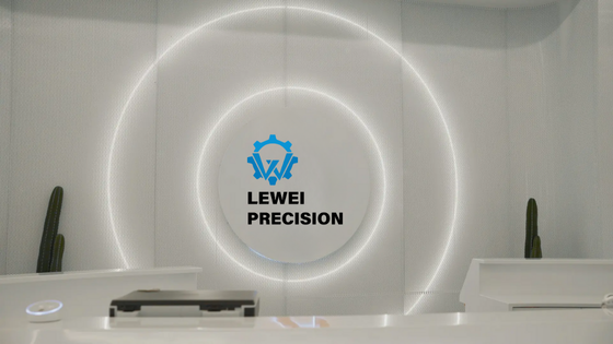 Lewei Precision logo in modern office reception