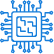 Blue microchip icon on white background