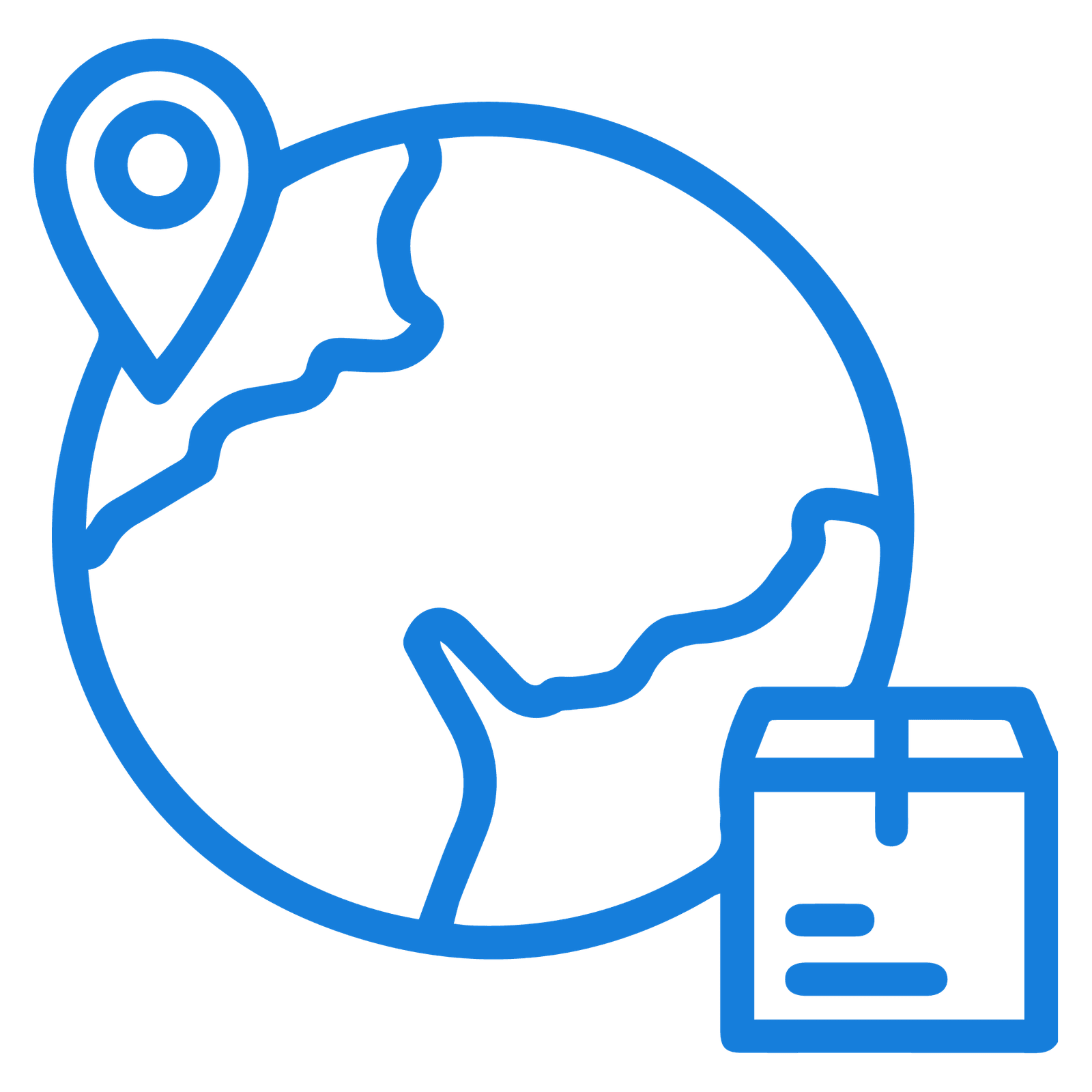 Global shipping icon with location marker and package