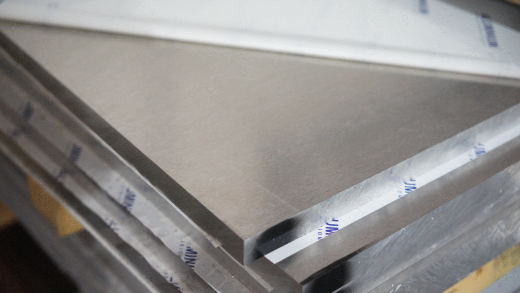 Stacked aluminum sheets with protective film