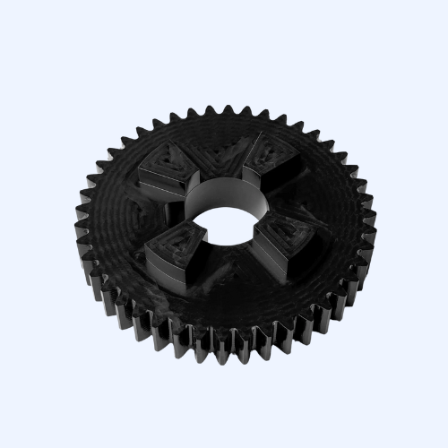 Black gear with intricate design