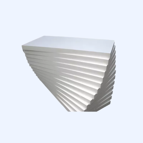 Contemporary white geometric wall-mounted shelf.