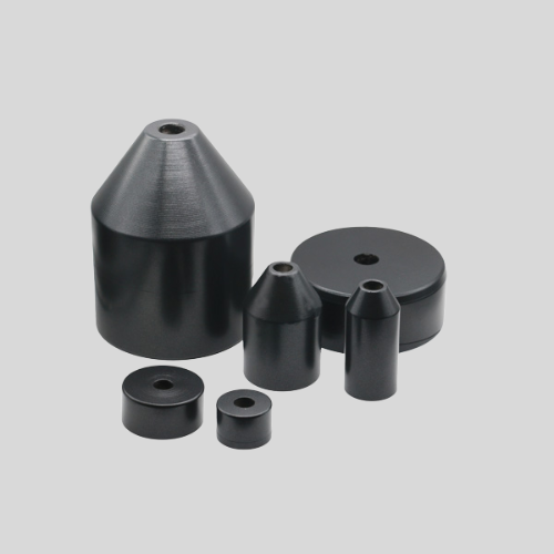 Black rubber stoppers in various sizes