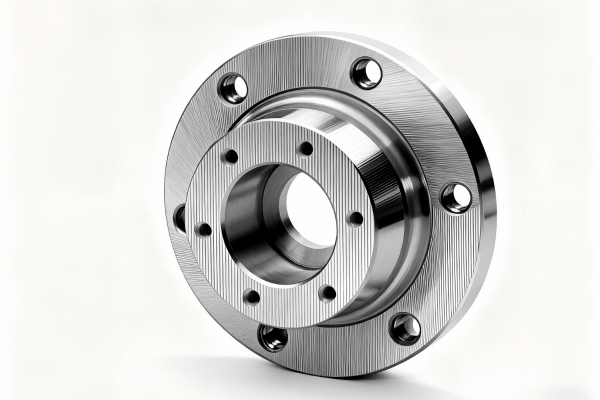 Metal flange with multiple bolt holes and grooves.